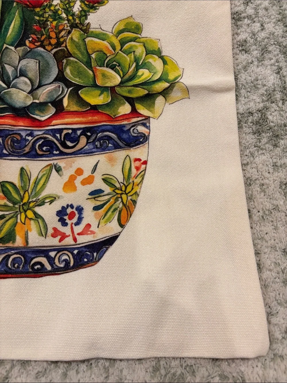 Southwest Ceramic Potted Succulents Cotton Canvas Tote Bag NWT 13.5x15.5”
